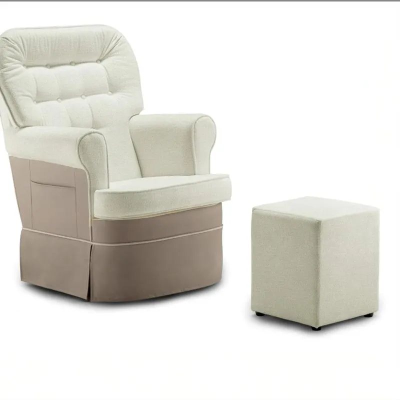 Poltrona Para Quarto De Bebê Ipanema Com Puff Tec. 503/637 Bege