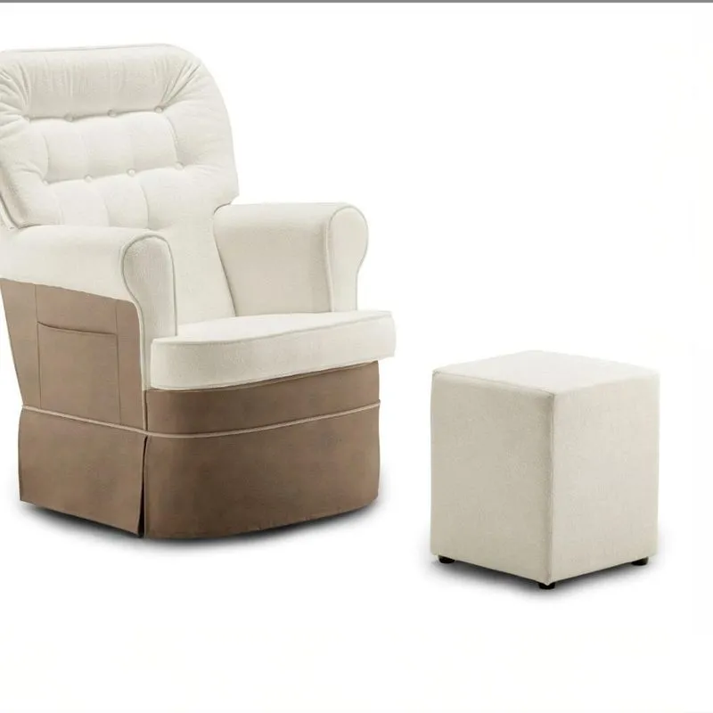 Poltrona Para Quarto De Bebê Ipanema Com Puff Tec. 502/614 Bege