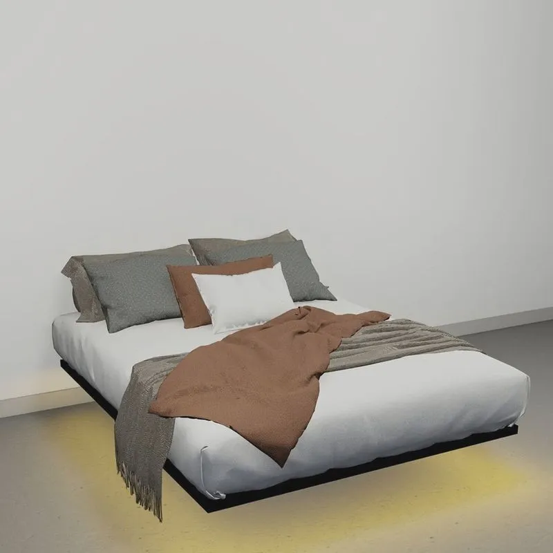 Cama Flutuante Queen Preta com Led 110v