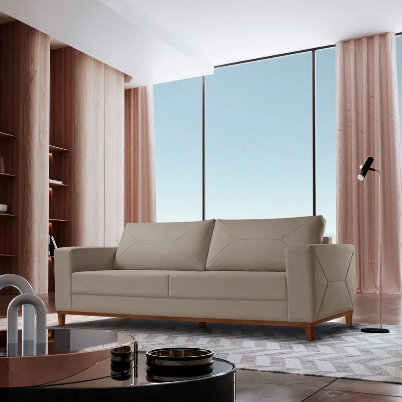 Sofá 3 Lugares Linho 220 Cm Roma Cinza
