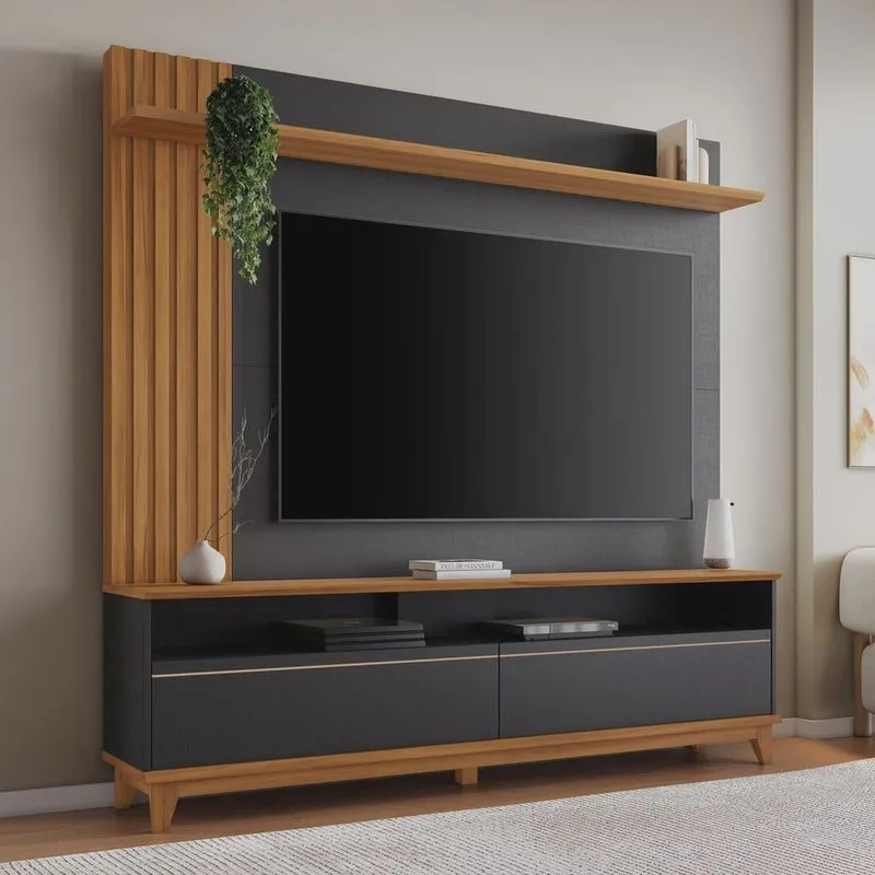 Home Theater para Tv de 65 com Detalhe Ripado da Nt 1335