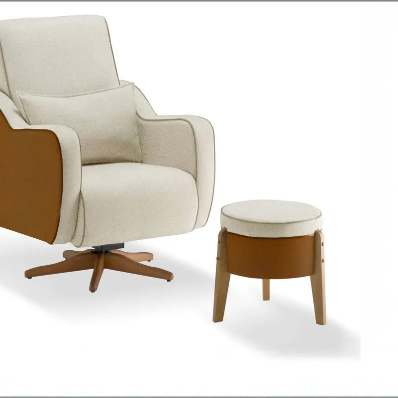 Poltrona Paula Com Puff Tec. 513/512 Bege