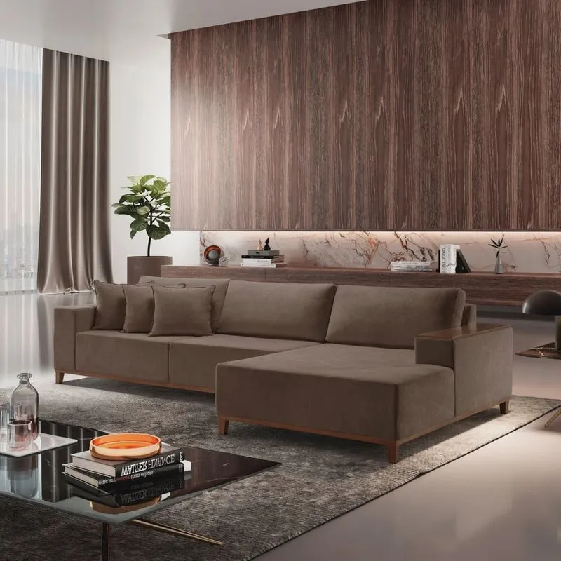 Sofá Grécia 4 lugares com Chaise Bouclê 2,70M