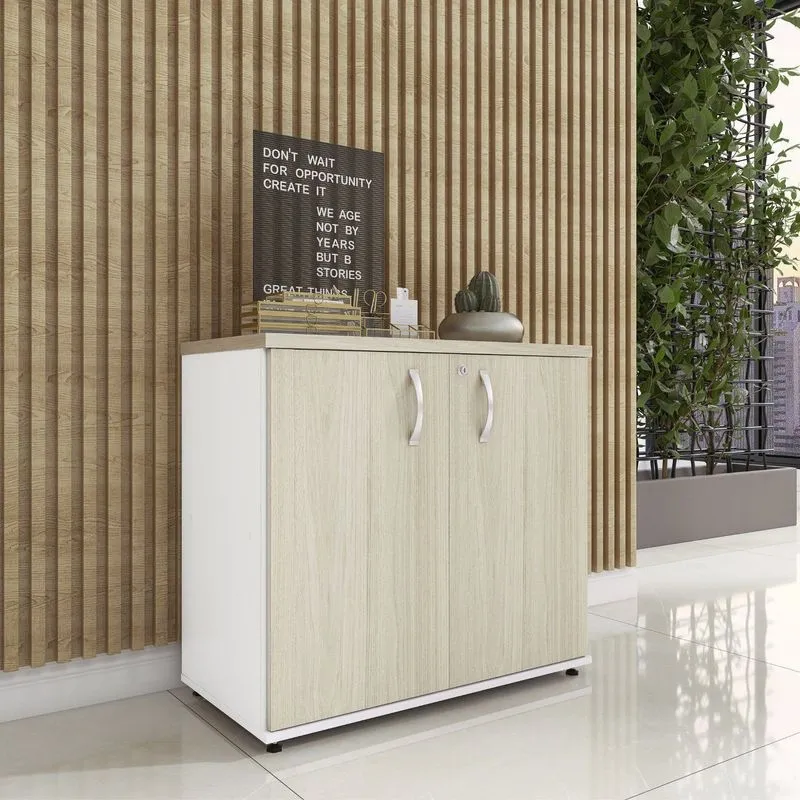 Armário Baixo 02 Portas Pivotante Ab700p25 Branco/nogueira Casablanca