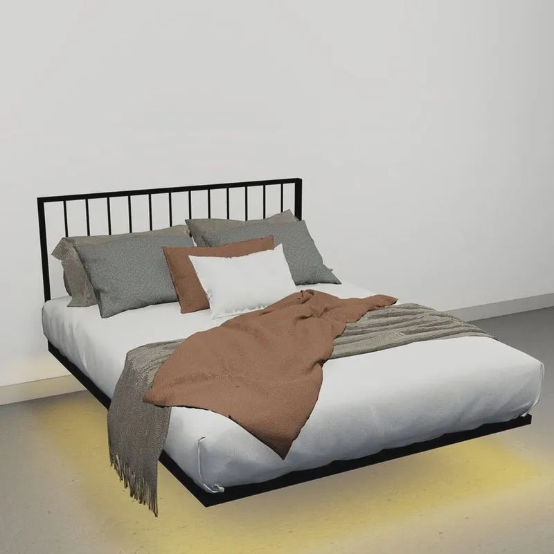 Cama Flutuante King com Cabeceira e Led 220v