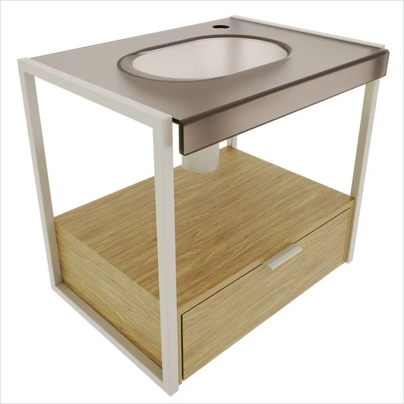 Gabinete Roma Incolor Jateado 58,7cm X 52,8cm X 42,8cm Prata/amendoeira Amendoeira/ Jateado Incolor