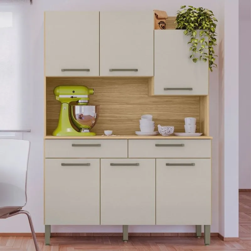 Armário de Cozinha 6 Portas 2 Gavetas Kit Modena