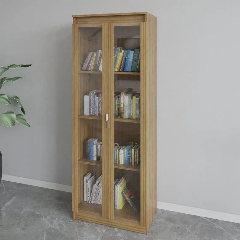 Armário Para Escritório Com 2 Portas De Vidro E 4 Prateleiras Me4189 Marrom/amendoa Amendoa