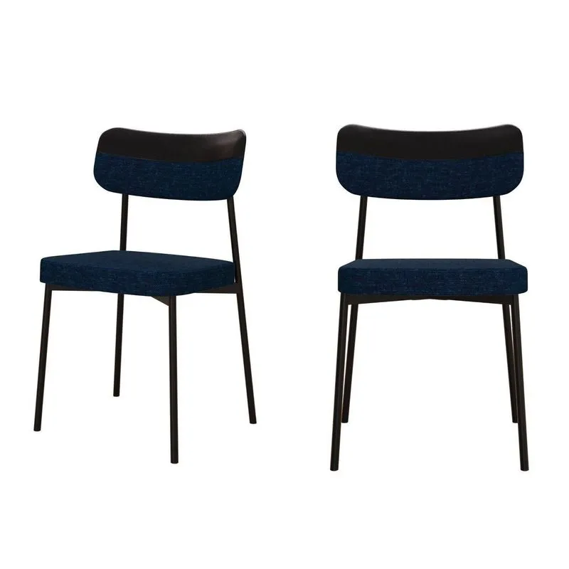 Kit Com 2 Cadeiras Para Sala De Jantar Mona Yescasa Azul/corriente/preto Azul Corriente /preto