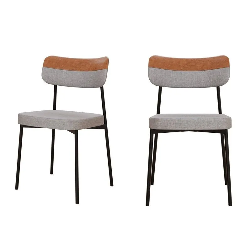 Kit Com 2 Cadeiras Para Sala De Jantar Mona Yescasa Cinza Corriente/caramelo Cinza Claro Corriente /caramelo