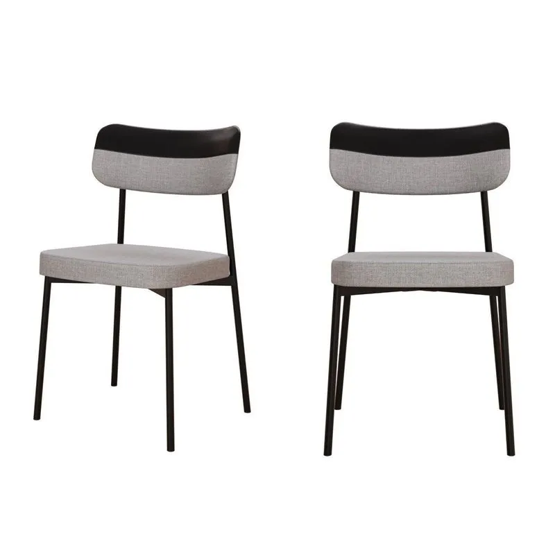 Kit Com 2 Cadeiras Para Sala De Jantar Mona Yescasa Cinza Corriente/preto Cinza Claro Corriente /preto