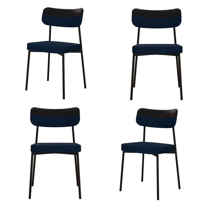 Kit Com 4 Cadeiras Para Sala De Jantar Mona Yescasa Azul/corriente/preto Azul Corriente /preto