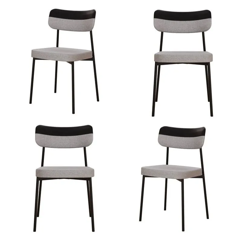 Kit Com 4 Cadeiras Para Sala De Jantar Mona Yescasa Cinza Corriente/preto Cinza Claro Corriente /preto
