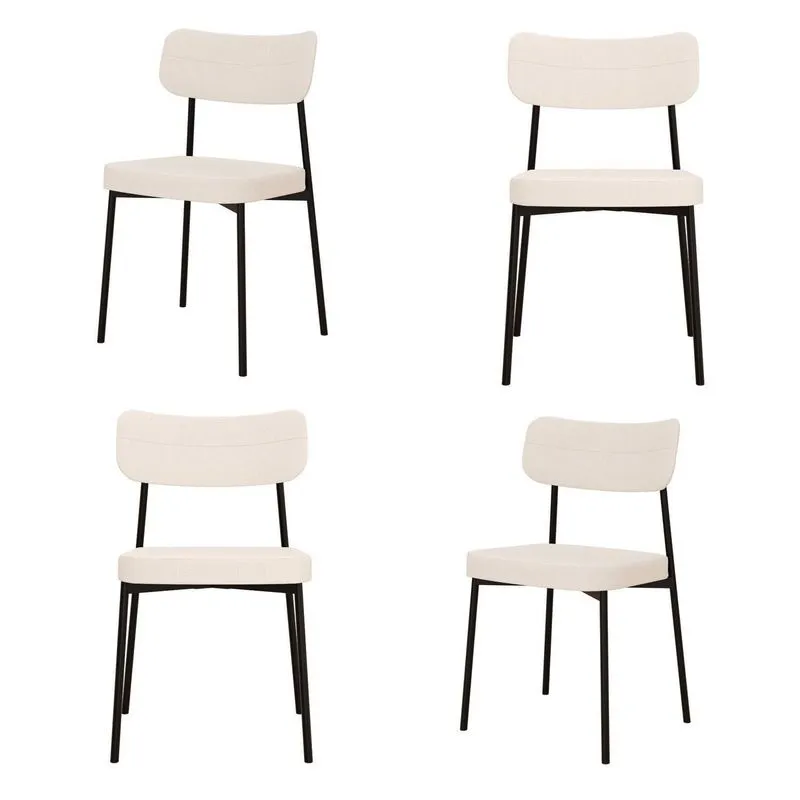 Kit Com 4 Cadeiras Para Sala De Jantar Mona Yescasa Branco/palha Corriente Palha Corriente