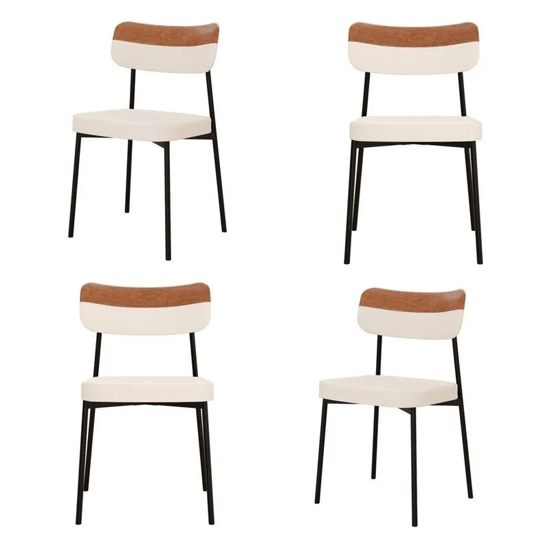 Kit Com 4 Cadeiras Para Sala De Jantar Mona Yescasa Branco/palha Corriente/caramelo Palha Corriente /caramelo