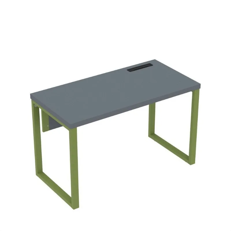 Estação De Trabalho Mesa Plataforma Escritório Tubular Para 1 Pessoa Com Caixa De Tomada Pe40tub Verde E Cinza Grafito/verde Miró