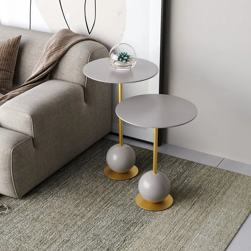 Conjunto Mesa Lateral De Canto Milão 65x40x40cm Cinza 100% Mdf Fendy