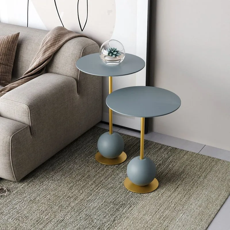 Conjunto Mesa Lateral De Canto Milão 65x40x40cm Cinza 100% Mdf Cristal