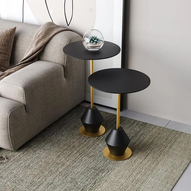 Conjunto Mesa Lateral De Canto Asti 65x40x40cm Preto 100% Mdf Preto