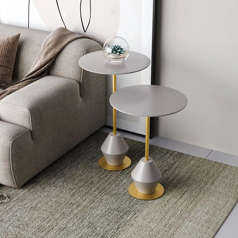 Conjunto Mesa Lateral De Canto Asti 65x40x40cm Cinza 100% Mdf Fendy