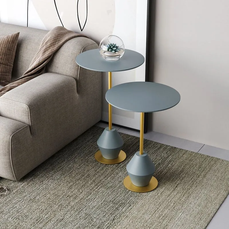 Conjunto Mesa Lateral De Canto Asti 65x40x40cm Cinza 100% Mdf Cristal