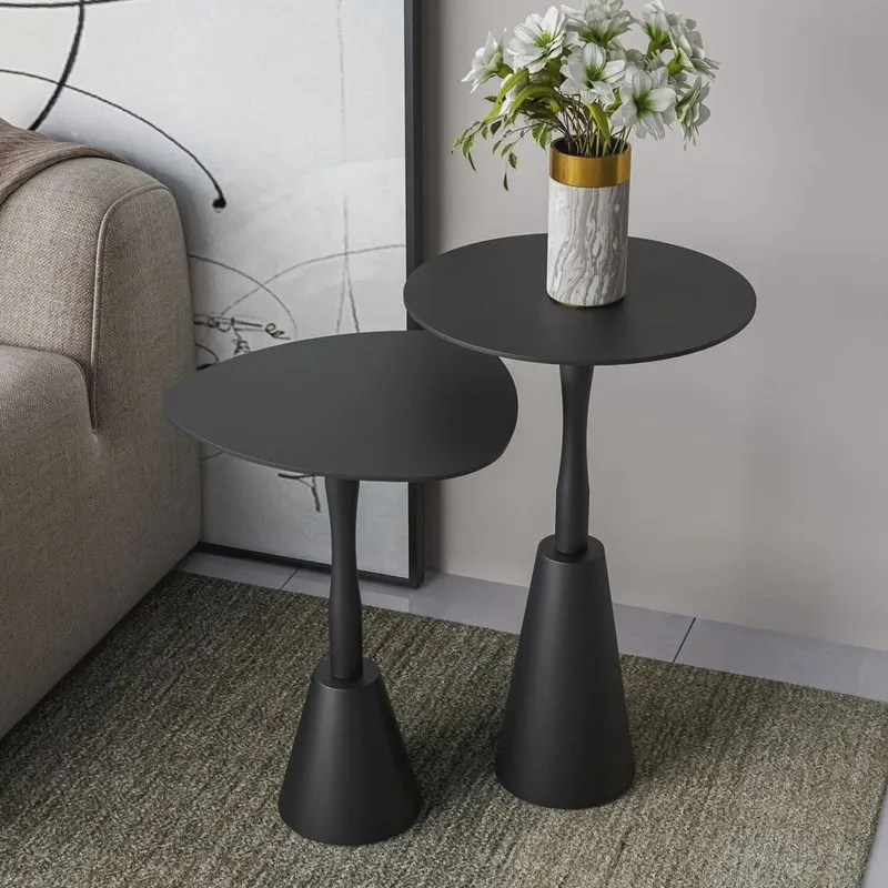 Conjunto Mesa de Canto Napoli 65x40x40cm Preto