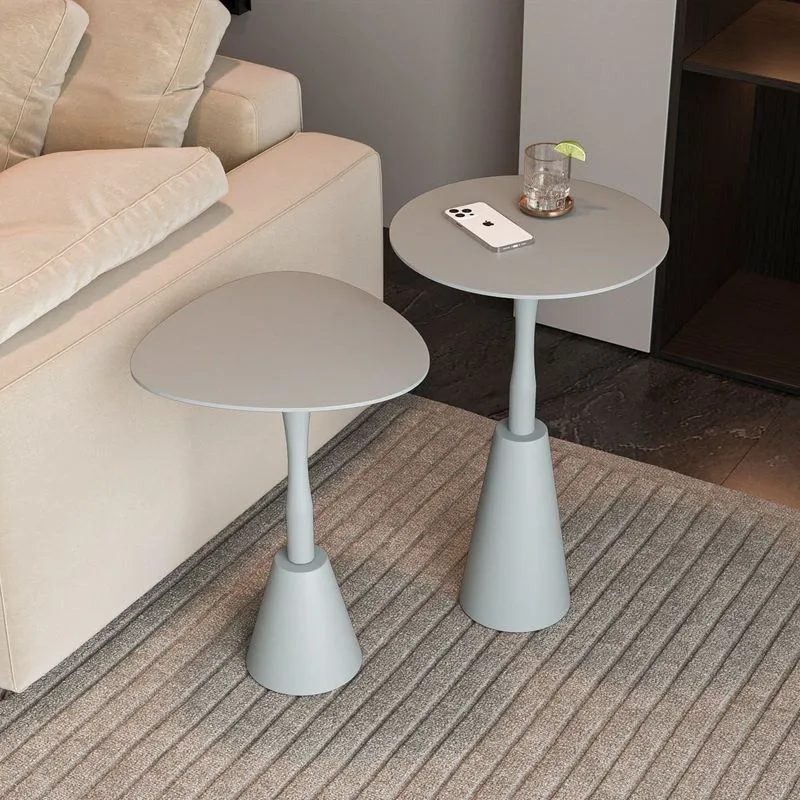 Conjunto Mesa Lateral De Canto Napoli 65x40x40cm Cinza 100% Mdf Cristal