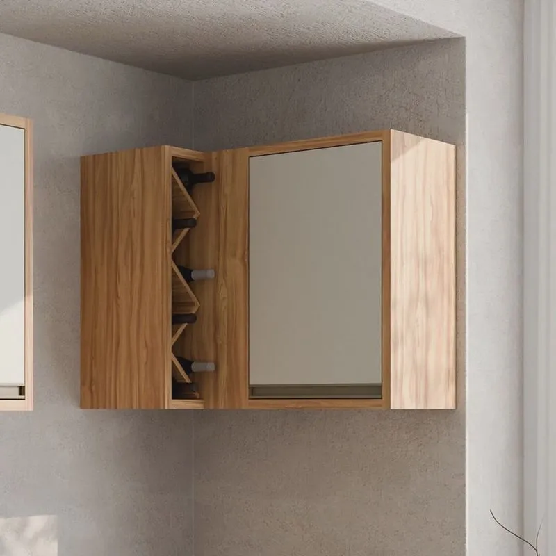 Armário Aéreo de Cozinha Canto Reto com 1 Porta e Mini Adega 100% Mdf Barbados Espresso Móveis
