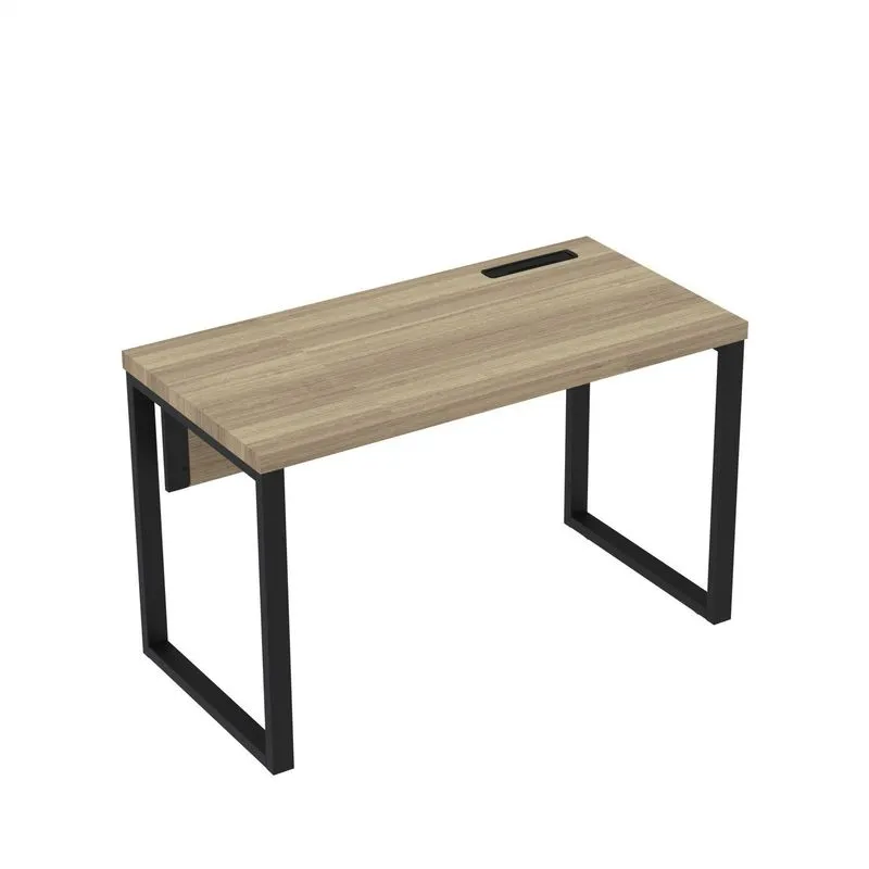 Estação De Trabalho Mesa Plataforma Escritório Tubular Para 1 Pessoa Com Caixa De Tomada Pe40tub Marrom E Preto Noce Naturalle/preto
