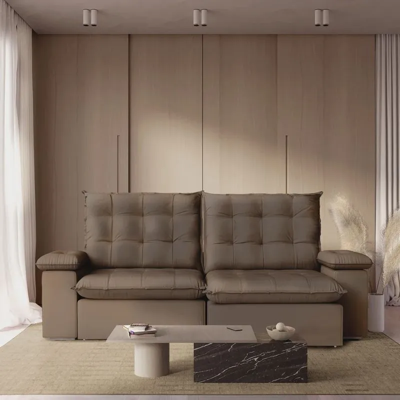 Sofá Retrátil Reclinavel 190cm Luxor Marrom