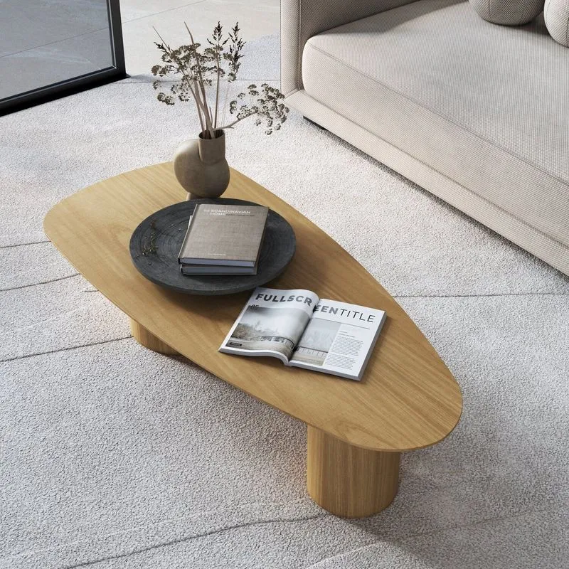 Mesa De Centro Gama Orgânica 100% Mdf 135cm X 60cm X 35cm Marrom Natural/tawary