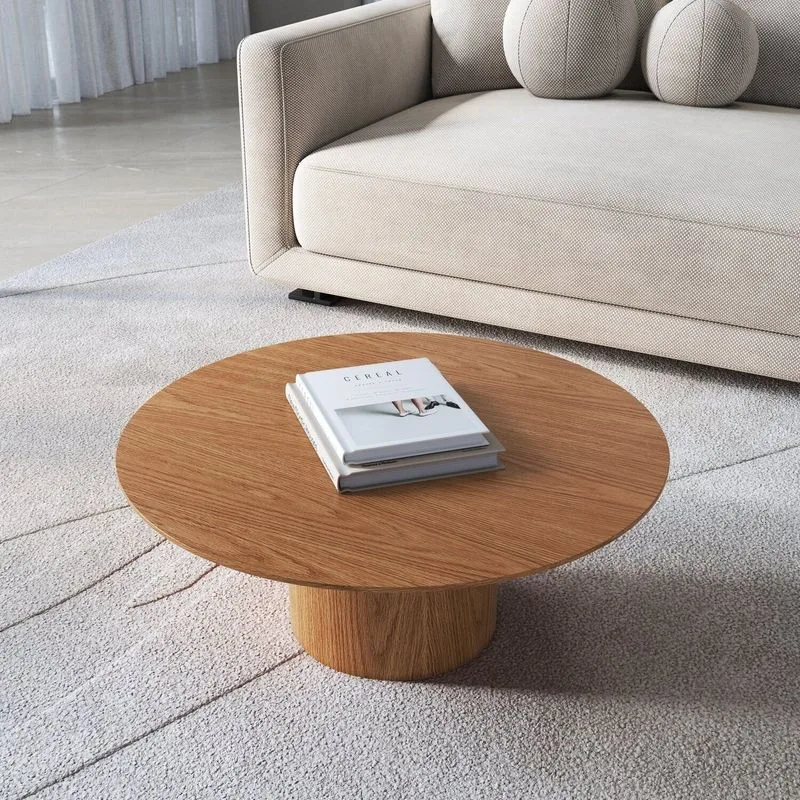 Mesa De Centro Gama Redonda 100% Mdf 90cm X 90cm X 30cm Marrom Natural/carvalho