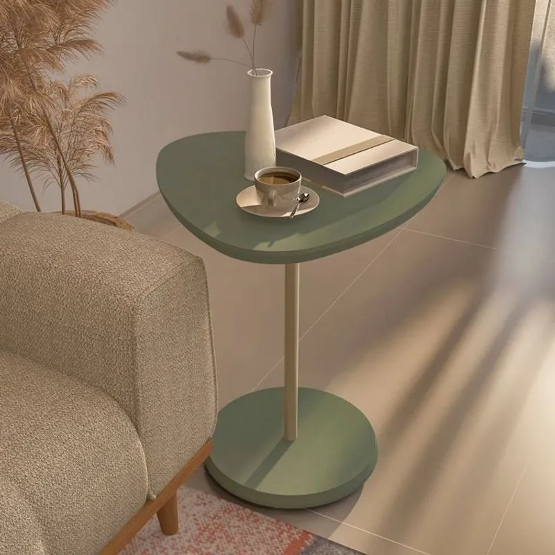 Mesa De Apoio Lateral Orgânica Moderna Para Sala De Estar 100% Mdf Bel Alta Artely Verde Menta Menta