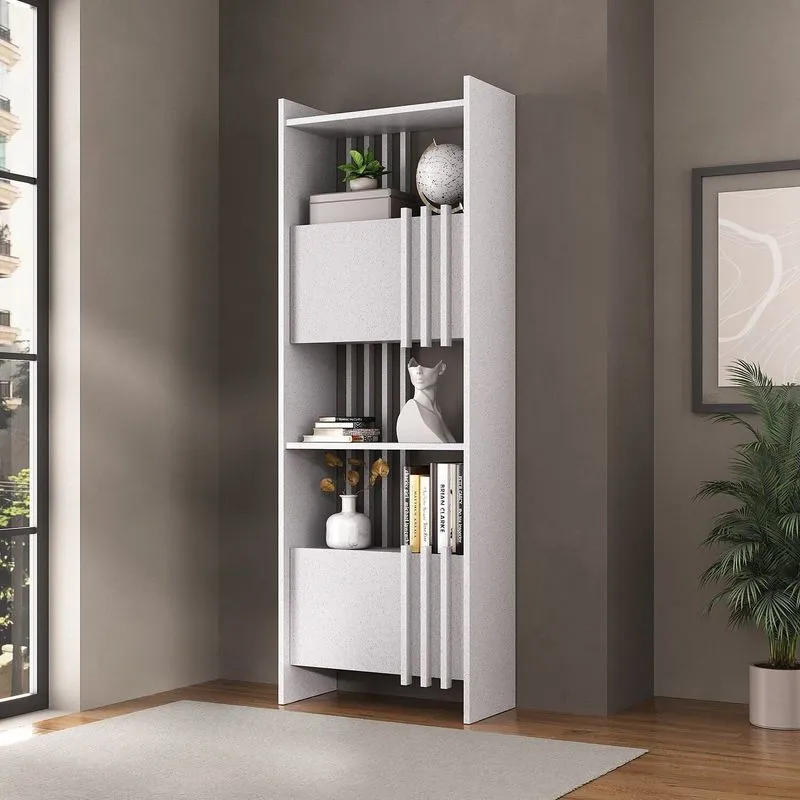 Estante De Livros 63,6cmx180,3cm 2 Portas Arbos Branco/terraza Artany Terraza
