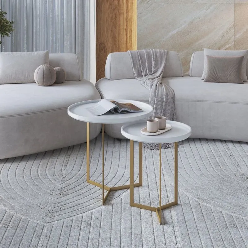 Conjunto Mesa de Canto Trento com Borda 57cm X 45cm X 45cm