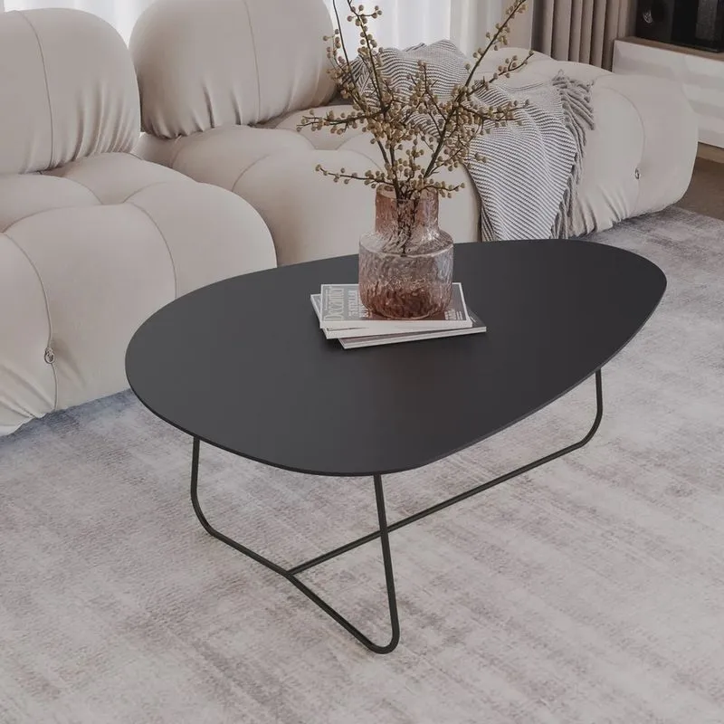 Mesa de Centro Trude Organica 35cm X 90cm X 60cm Preto