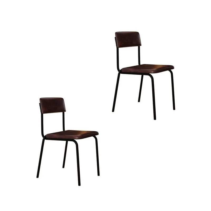 Conjunto 2 Cadeiras Estofadas Fixa Empilhável Fit Marrom/café/preto Fosco Mt Café / Preto Fosco Mt