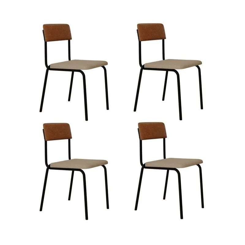 Conjunto 4 Cadeiras Estofadas Fixa Empilhável Fit Bege/areia/caramelo/preto Fosco Areia / Caramelo / Preto Fosco