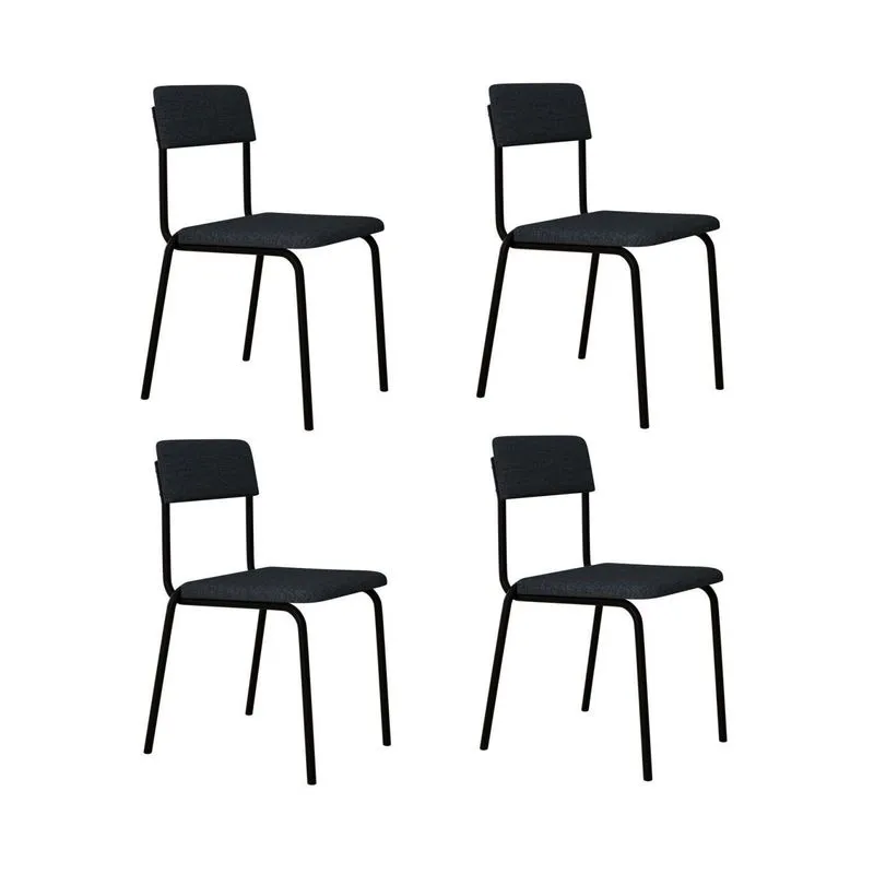 Conjunto 4 Cadeiras Estofadas Fixa Empilhável Fit Cinza/preto Fosco Cinza / Preto Fosco