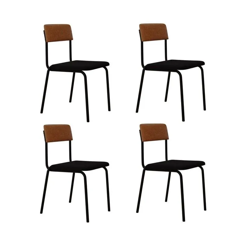 Conjunto 4 Cadeiras Estofadas Fixa Empilhável Fit Preto/caramelo/fosco Preto / Caramelo / Preto Fosco
