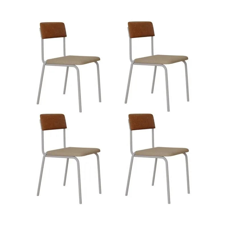 Conjunto 4 Cadeiras Estofadas Fixa Empilhável Fit Bege/areia/caramelo/branco Fosco Areia / Caramelo / Branco Fosco