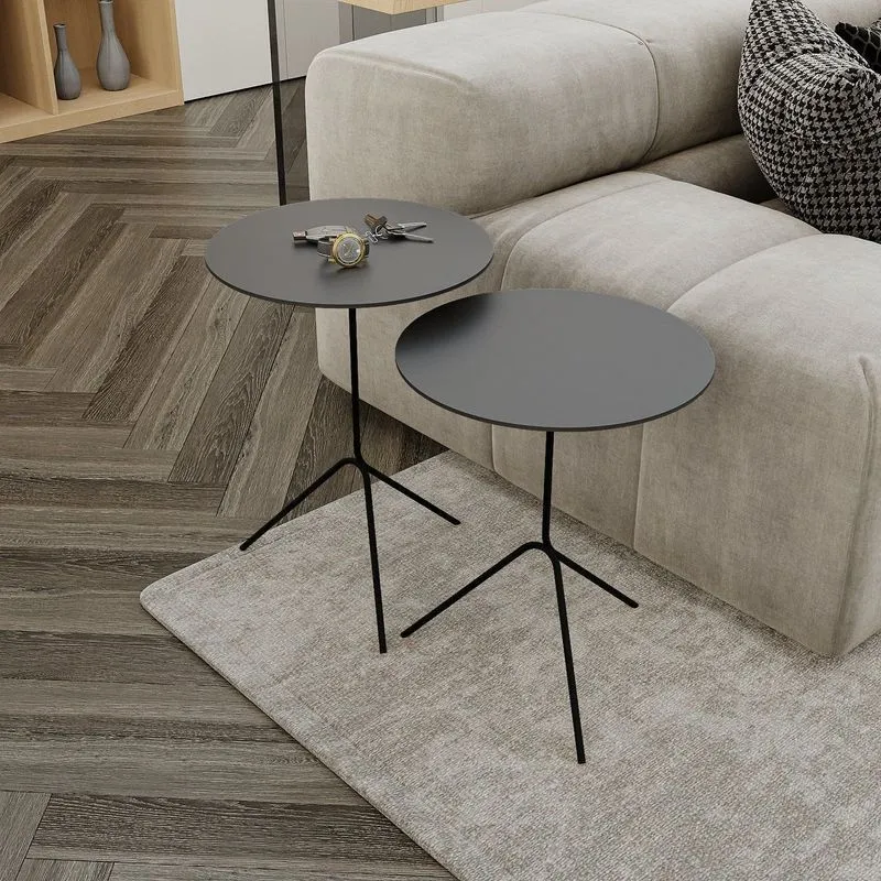 Conjunto Mesa Lateral De Canto Pugly 55x40x40cm Preto 100% Mdf Preto/preto
