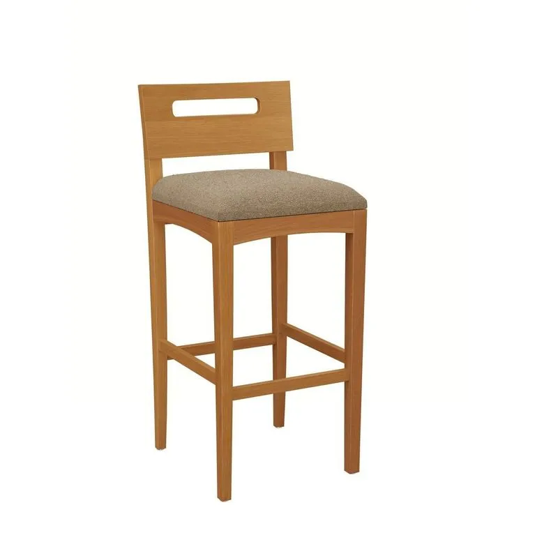 Banqueta Alta Para Bancada De Cozinha E Jantar Em Madeira Maciça Premium Com Assento Bouclé Mia Fendi