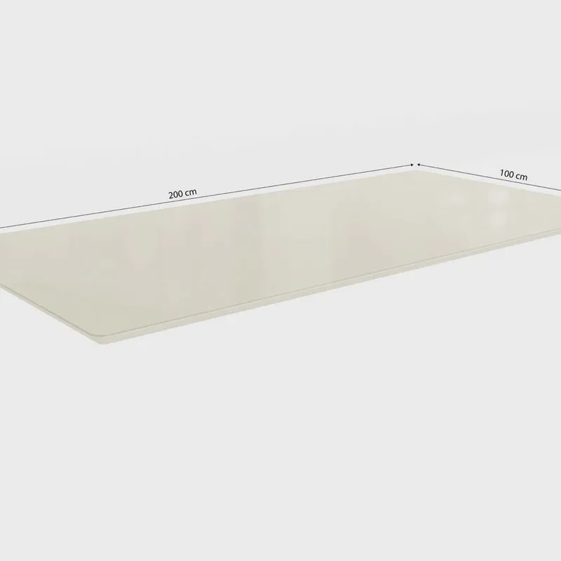 Tampo para Mesa de Jantar 2000x1000 de Madeira com Vidro Off White