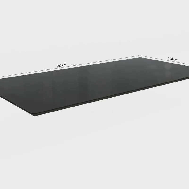 Tampo para Mesa de Jantar 2000x1000 de Madeira com Vidro Preto Fosco