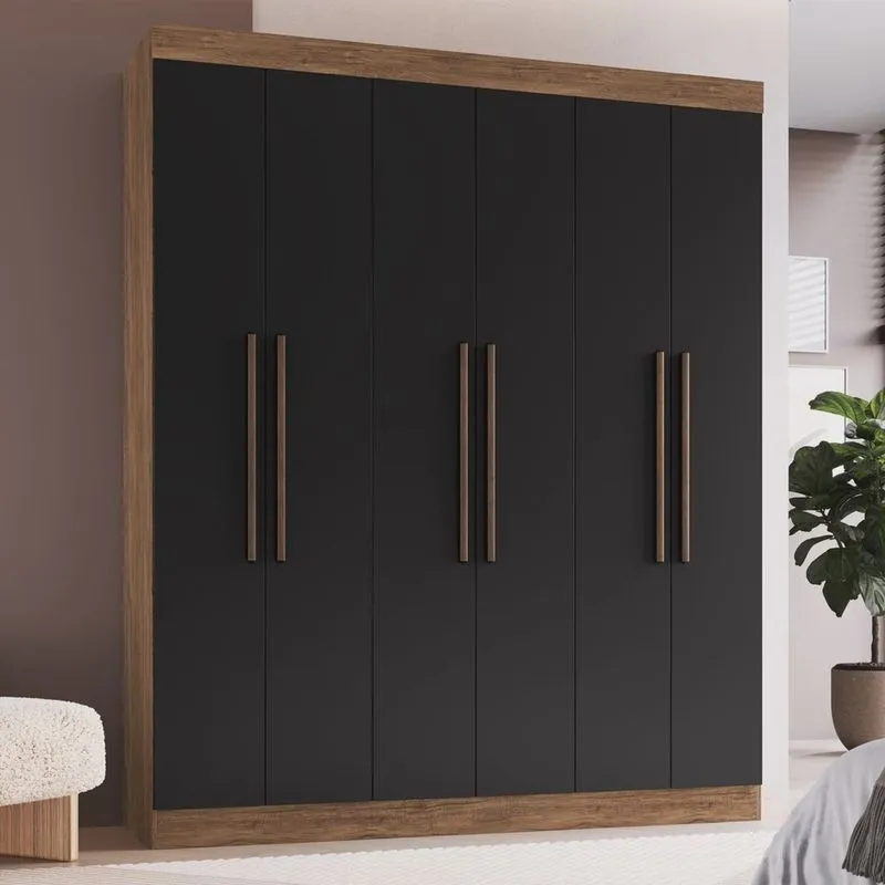 Guarda-roupa Casal Mdf New York 21706 6 Portas 2 Gavetas