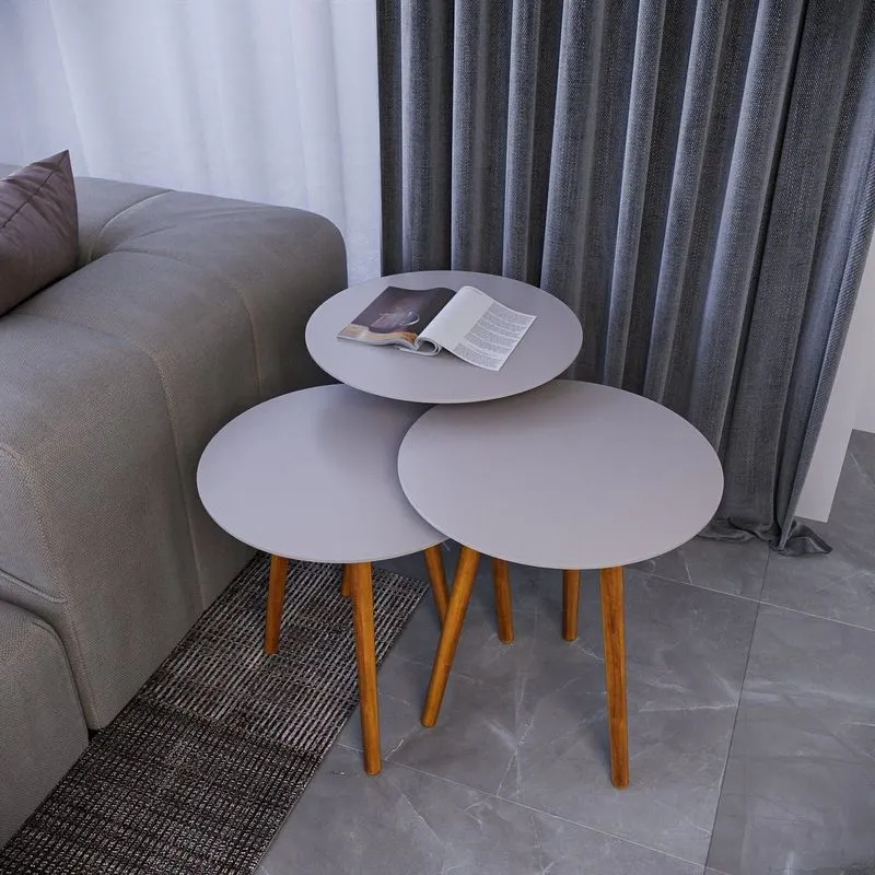 Trio Mesa Lateral De Canto 100% Mdf 56cm X 45cm X 45cm Cinza Fendy