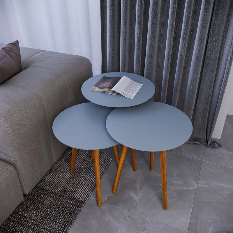 Trio Mesa Lateral De Canto 100% Mdf 56cm X 45cm X 45cm Cinza Cristal