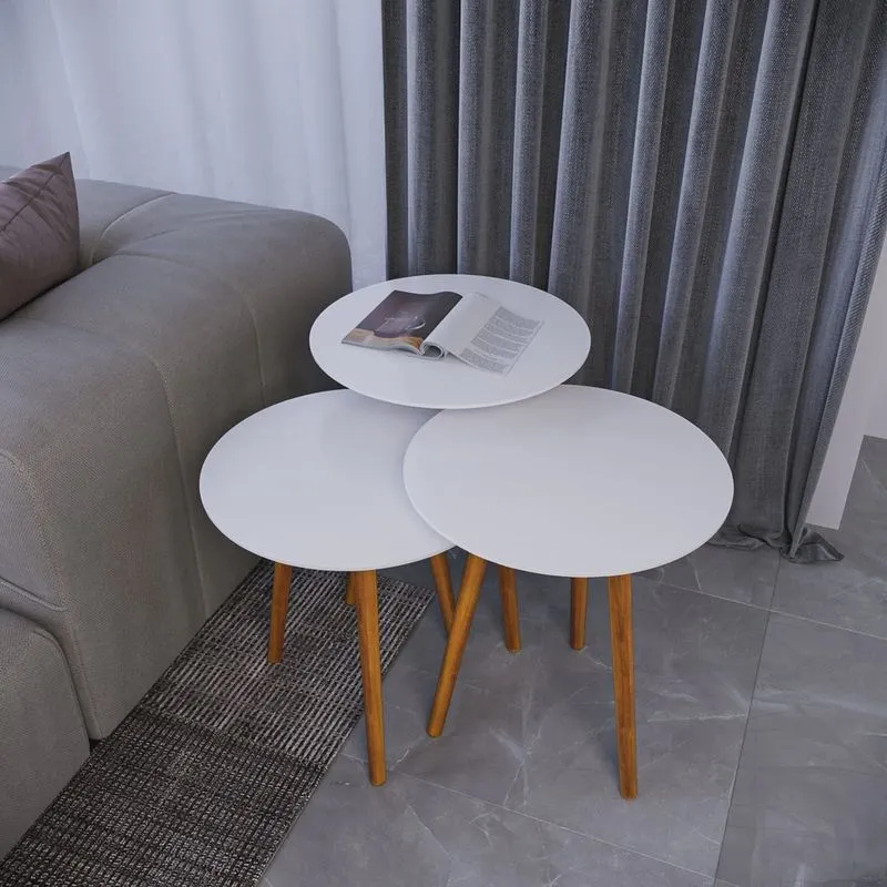 Trio Mesa de Canto 56cm X 45cm X 45cm Branco