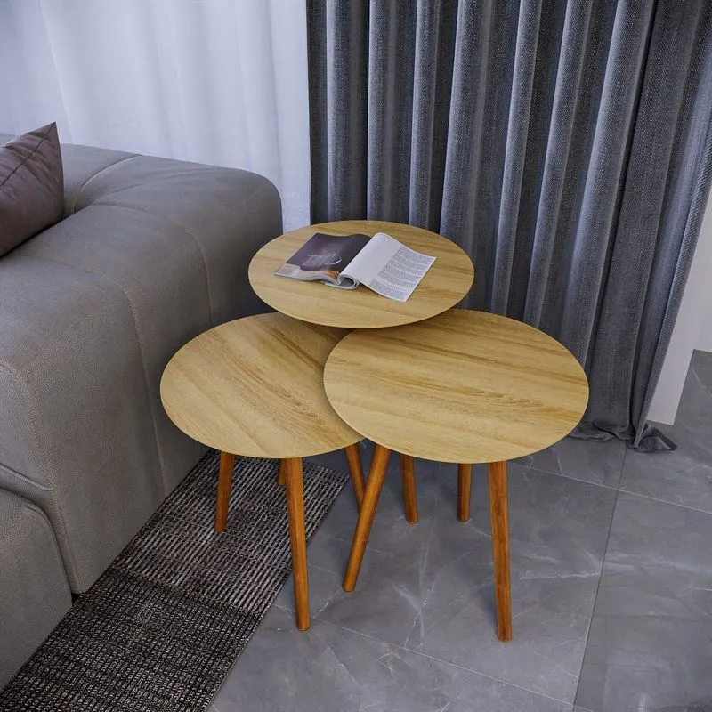 Trio Mesa Lateral De Canto 100% Mdf 56cm X 45cm X 45cm Marrom Natural Tawary